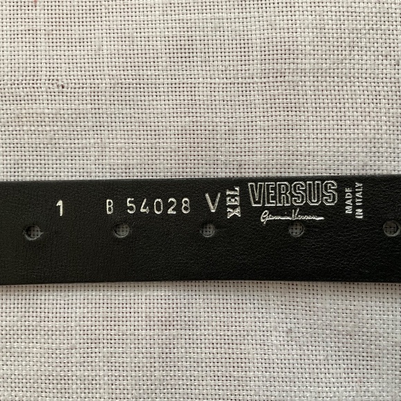 Versus Gianni Versace Black Leather & Stretch Elastic Adjustable Unisex Belt O/S